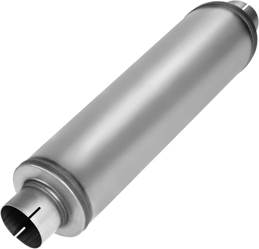 4" Inlet Diesel Exhaust Muffler 4 Inch Inlet/Outlet Resonator Muffler Straight Through Stainless Steel 30" Whole Length