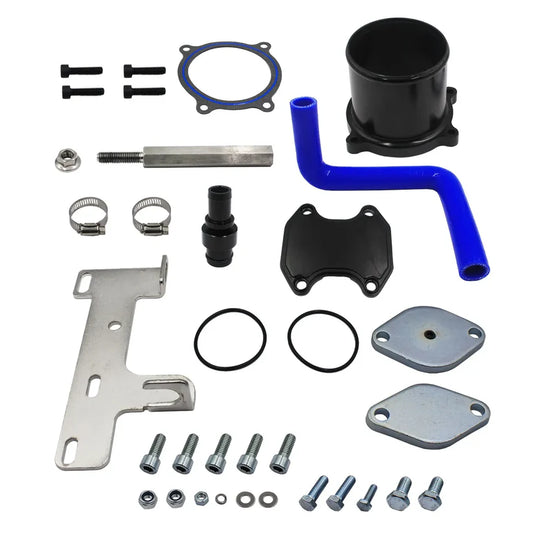 EGR Delete Valve Cooler Kit & BLACK EGR Throttle Valve Delete Kit For 6.7L Cummins Diesel 2010 2011 2012 Dodge Ram 2500 3500